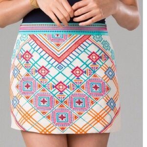 Francesca's Harper Linen Embroidered Mini Skirt Boho Hippie Size Small